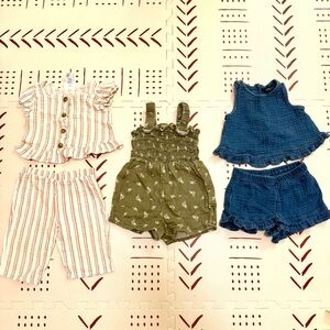 Bundle of 3 baby girl gauzy muslin cotton outfits, 24mo/2T